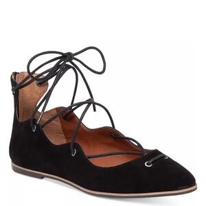 NWT Lucky Brand Billoh Black Lace-Up Flats
